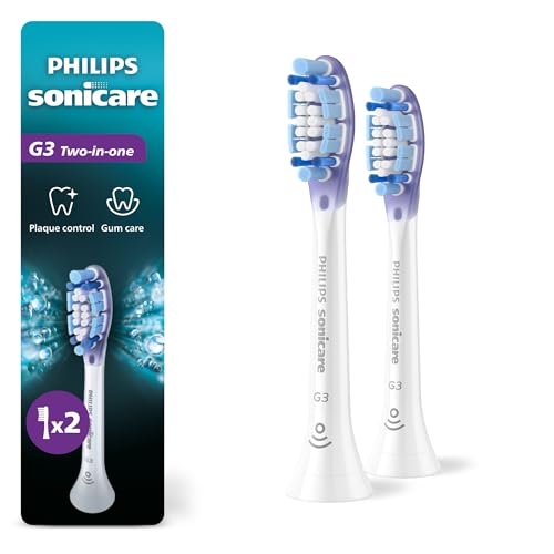 Philips Sonicare G3 TwoinOne Genuine Replacement Electric Toothbrush Heads White 2 Pack HX905277 - Image 1