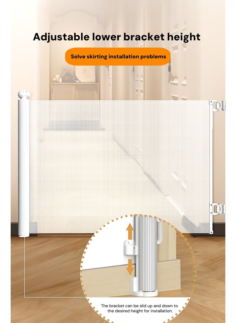 Retractable Baby Gate, Adjustable Width and Height, Baby Gate for Smooth Wall No Drilling, Pet Gate for Doorway, Staircase,Indoor/Outdoor (1.8M white)  - Image 4