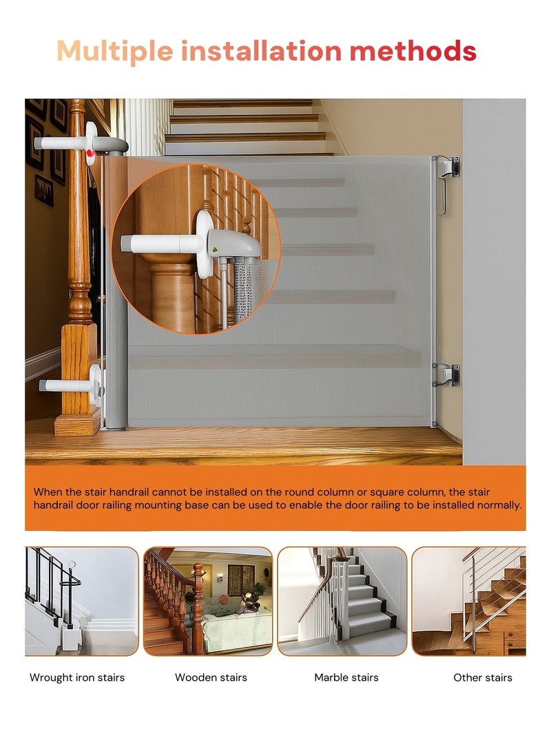 Retractable Baby Gate, Adjustable Width and Height, Baby Gate for Smooth Wall No Drilling, Pet Gate for Doorway, Staircase,Indoor/Outdoor (1.8M white)  - Image 5