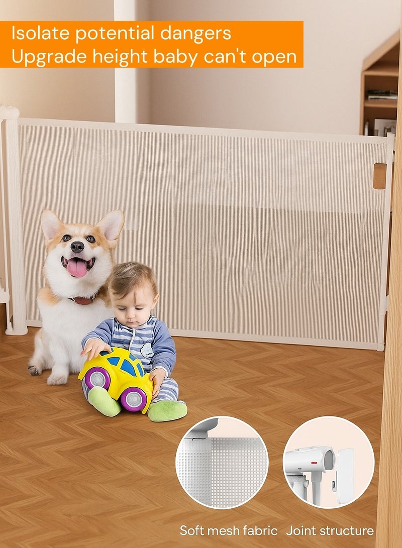 Retractable Baby Gate, Adjustable Width and Height, Baby Gate for Smooth Wall No Drilling, Pet Gate for Doorway, Staircase,Indoor/Outdoor (1.8M white)  - Image 3