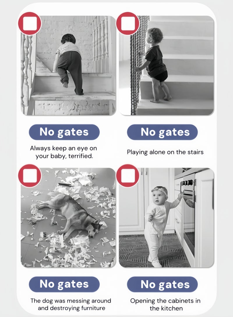 Retractable Baby Gate, Adjustable Width and Height, Baby Gate for Smooth Wall No Drilling, Pet Gate for Doorway, Staircase,Indoor/Outdoor (1.8M white)  - Image 2