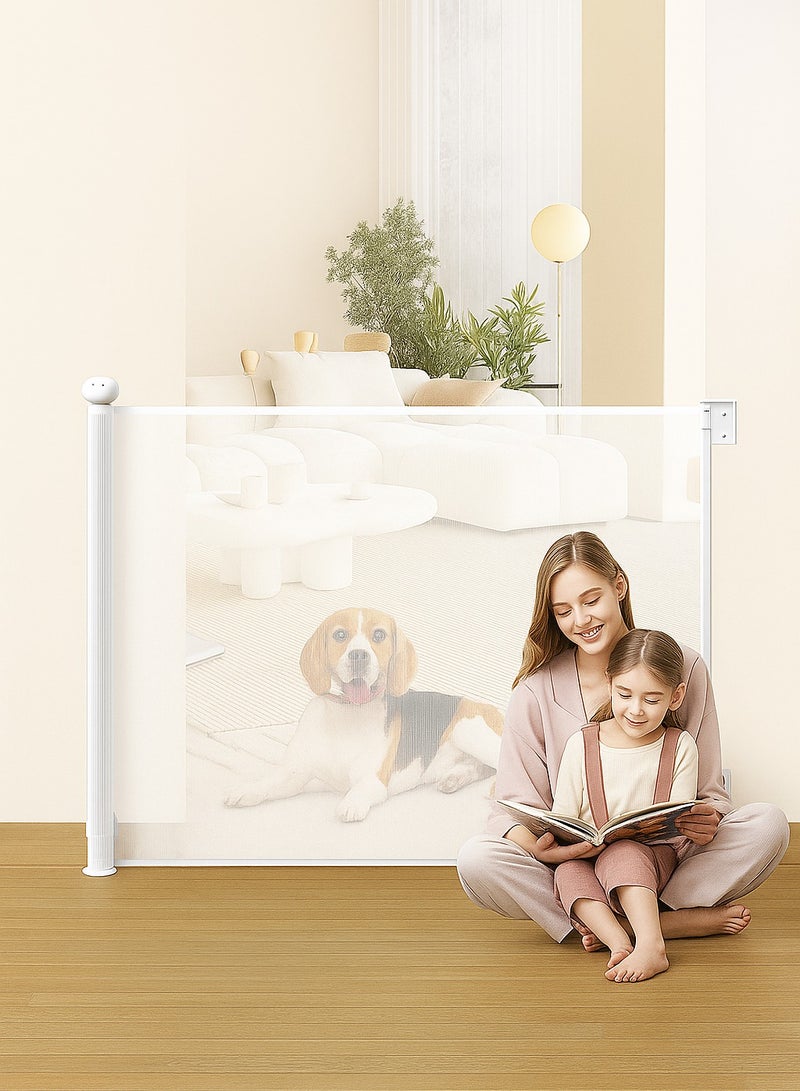 Retractable Baby Gate, Adjustable Width and Height, Baby Gate for Smooth Wall No Drilling, Pet Gate for Doorway, Staircase,Indoor/Outdoor (1.8M white)  - Image 1