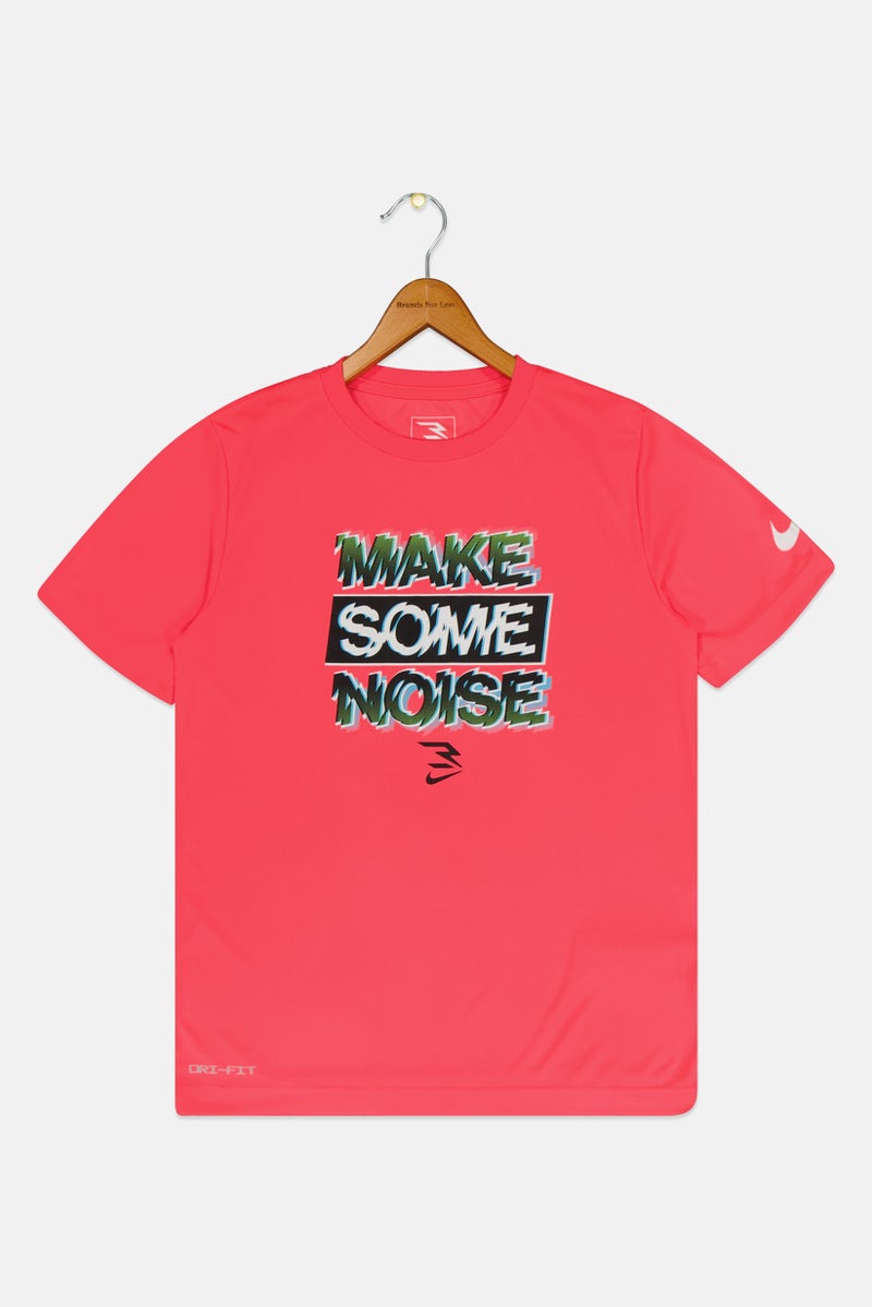 Nike 3Brand by Russell Wilson Kids Boy Dri-Fit Graphic Print Outdoor T-Shirt, Racer Pink - Image 3