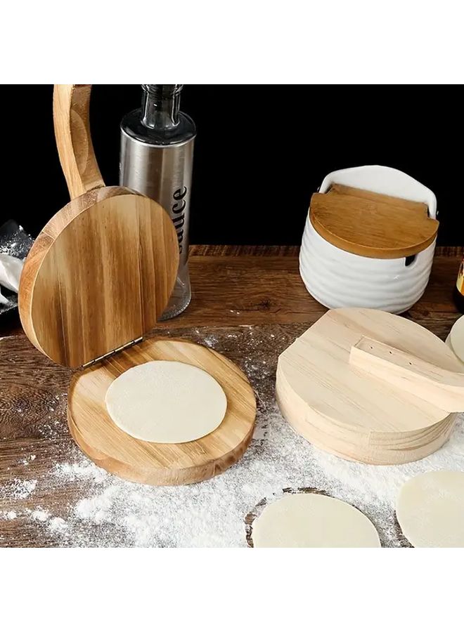 مكبس عجين يدوي من الخشب المستدير، أسطوانة محمولة لصنع التورتيلا والمعجنات للزلابية والإمبانادا - Image 2