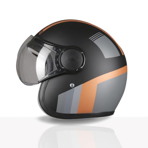 TVS Cruisetown Open Face Helmet | Half Face Helmet for Riders | ISI & DOT Certified | Premium Protection for Men & Women | Comfortable, Durable & Lightweight Design with Visor (Black & Brown/L) - Image 4