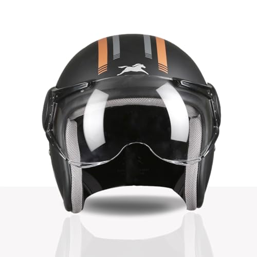 TVS Cruisetown Open Face Helmet | Half Face Helmet for Riders | ISI & DOT Certified | Premium Protection for Men & Women | Comfortable, Durable & Lightweight Design with Visor (Black & Brown/L) - Image 5
