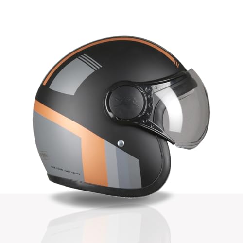 TVS Cruisetown Open Face Helmet | Half Face Helmet for Riders | ISI & DOT Certified | Premium Protection for Men & Women | Comfortable, Durable & Lightweight Design with Visor (Black & Brown/L) - Image 2