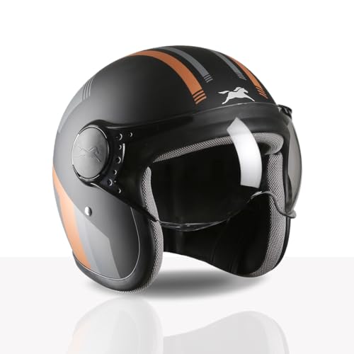 TVS Cruisetown Open Face Helmet | Half Face Helmet for Riders | ISI & DOT Certified | Premium Protection for Men & Women | Comfortable, Durable & Lightweight Design with Visor (Black & Brown/L) - Image 3