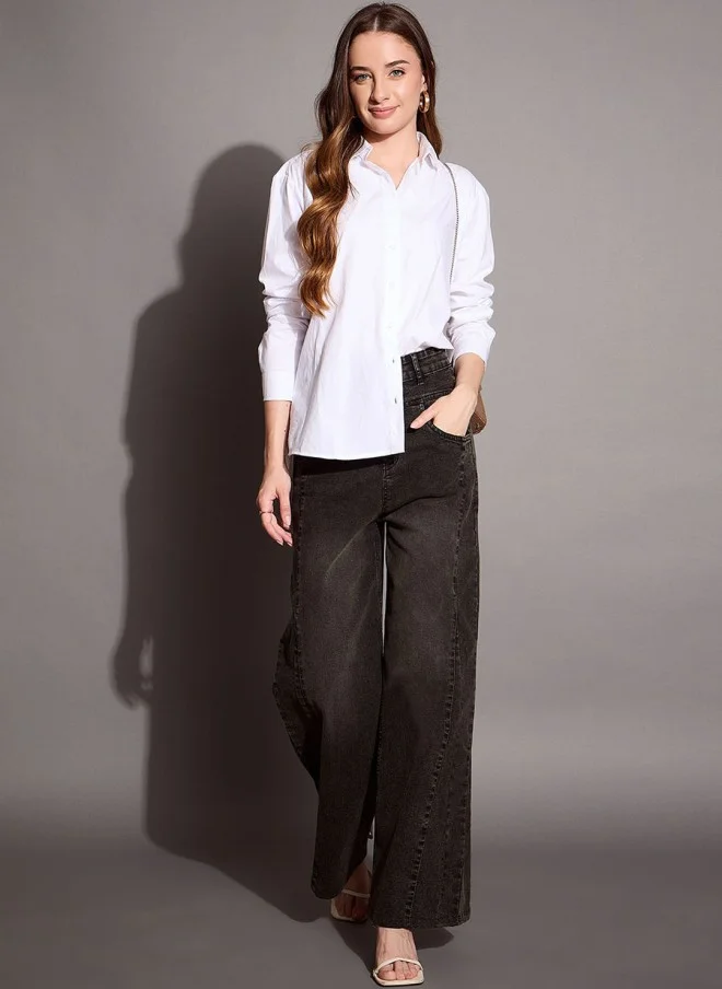 SASSAFRAS Comfort Straight Fit High-Rise Stretchable Jeans for Women