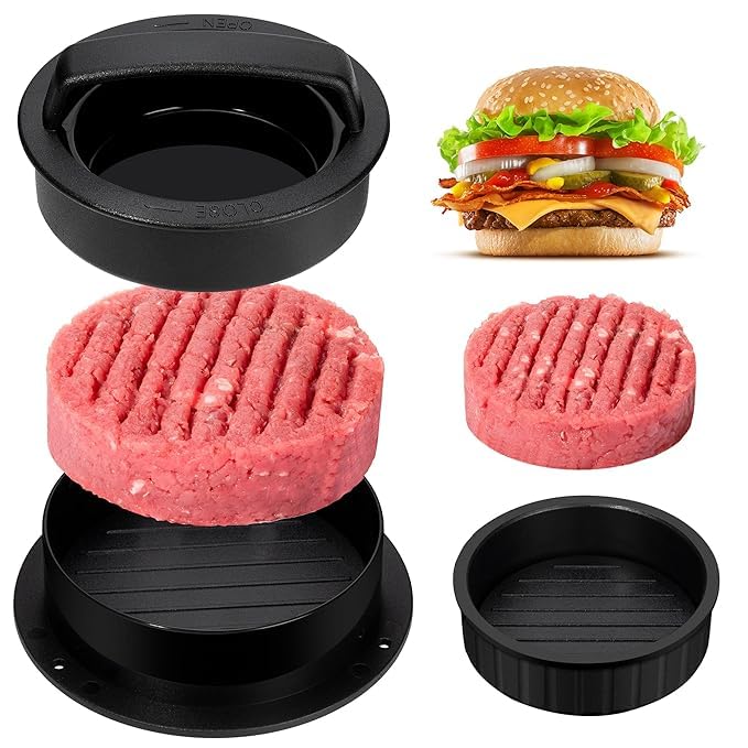 Sevia Hamburger Press Patty Maker Hamburger Press Burger Press 3 in 1 Stuffed Burger Press Patty Maker Hamburger Patty Maker for Grilling Stuffed Burgers Sliders Beef Burger - Image 1