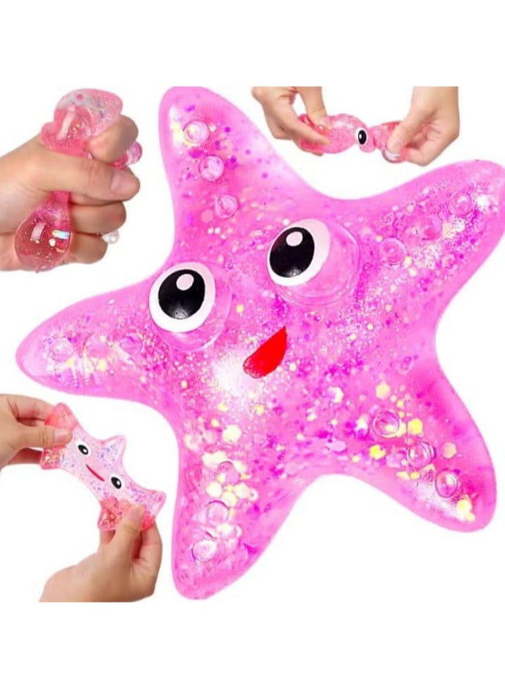 Starfish Stress Balls Squishy Toys for Adults and Kids, Starfish Sugar Ball Sensory Toys, Squishy Ball Fidget Toys for Anxiety Relief, Slow Rising Squishy Starfish Toy for Boys and Girls (Pink)