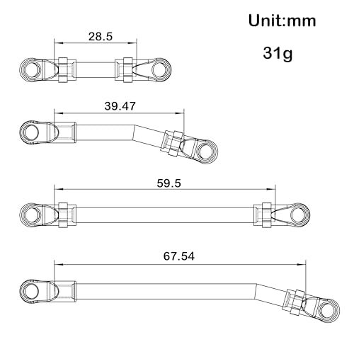 MEUS RACING SCX24 Links Titanium High Clearance Chassis Links Steering Links Set for Axial SCX24 Gladiator AXI00005 124 RC CrawlerTitanium Alloy - Image 5