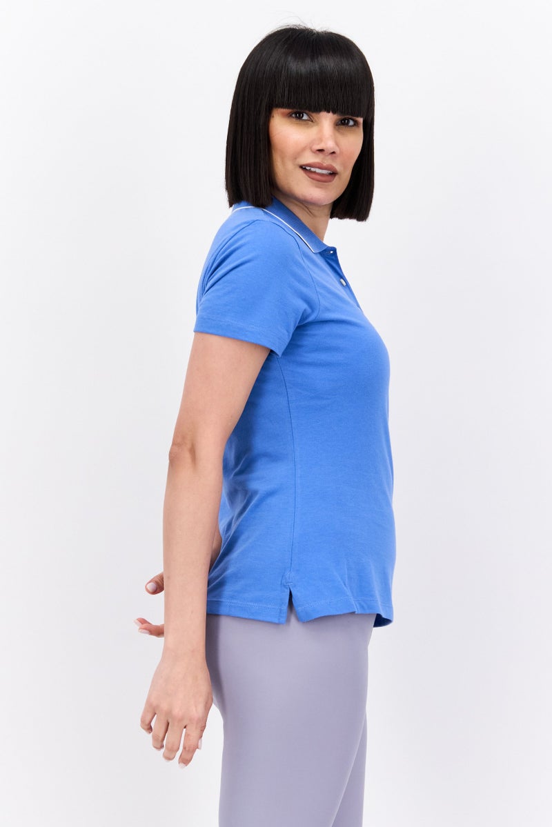 Greg Norman Women Sportswear Fit Short Sleeves Training Polo Shirt, Blue - Image 4