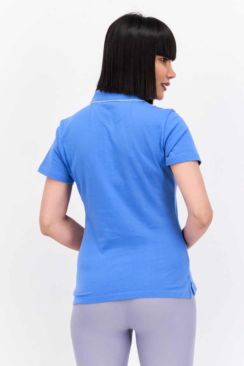 Greg Norman Women Sportswear Fit Short Sleeves Training Polo Shirt, Blue - Image 3