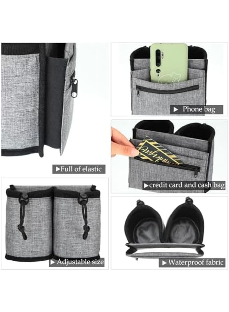 SYOSI Luggage Cup Holder Travel Essentials – Hands-Free Drink Holder with 2 Coffee Mugs & Tightening Drawstring, Ideal for Flying & Travelers, Convenient Accessory for Travel Luggage (Grey) - Image 4
