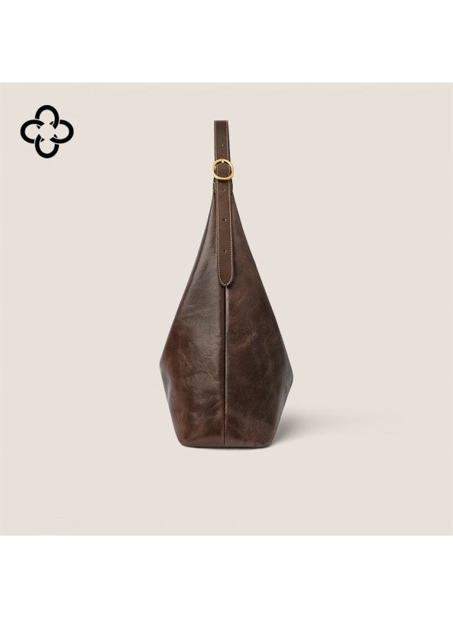 Cassile Celebrity-inspired Tote Bag For Women, Vegetable-tanned Cowhide Leather, Large Capacity, Light Luxury Hobo Bag, New Year Gift - Image 4