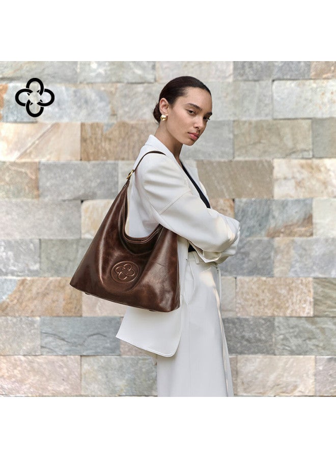 Cassile Celebrity-inspired Tote Bag For Women, Vegetable-tanned Cowhide Leather, Large Capacity, Light Luxury Hobo Bag, New Year Gift - Image 1