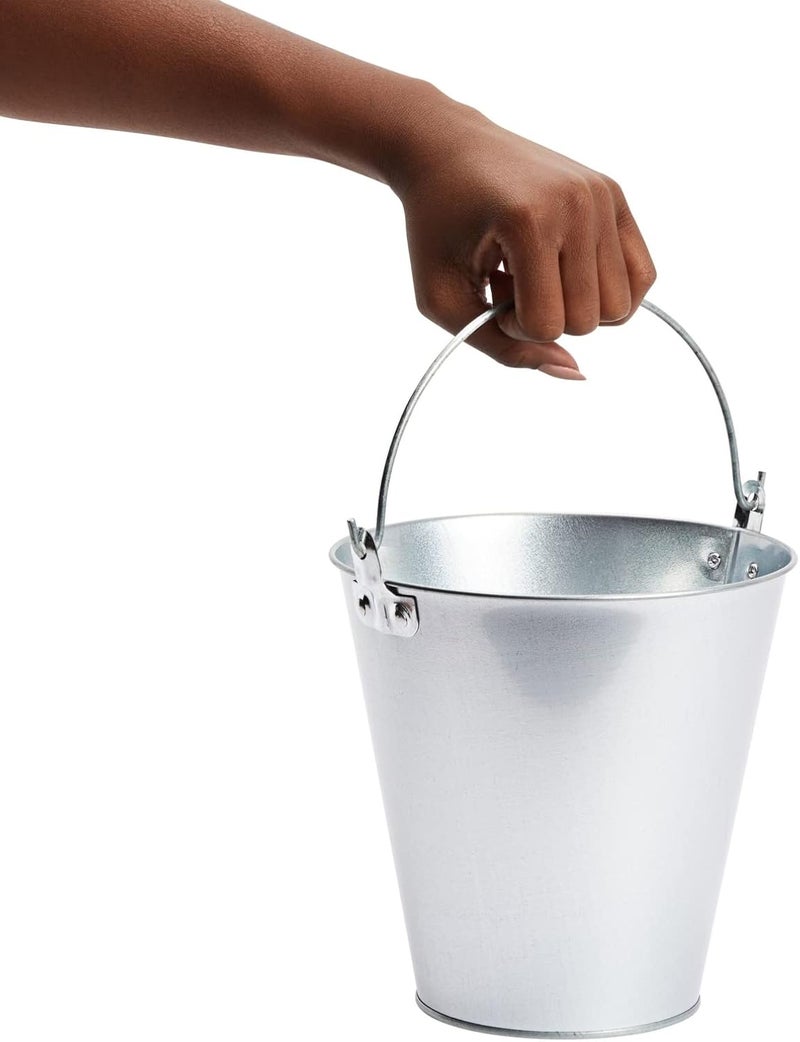 Juvale 3 Pack Galvanized Metal Ice Buckets - 7 Inch Tin Pails with Handles for Parties and Home Decor - Image 5