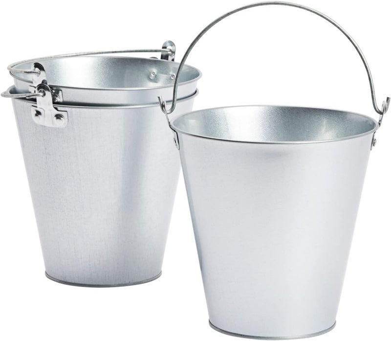 Juvale 3 Pack Galvanized Metal Ice Buckets - 7 Inch Tin Pails with Handles for Parties and Home Decor - Image 1