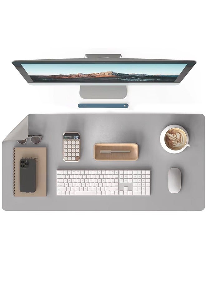 Waterproof Mouse Pad, Leather Desktop Case With Rubber Non-Slip Base, Easy to Clean, Grey - Image 1