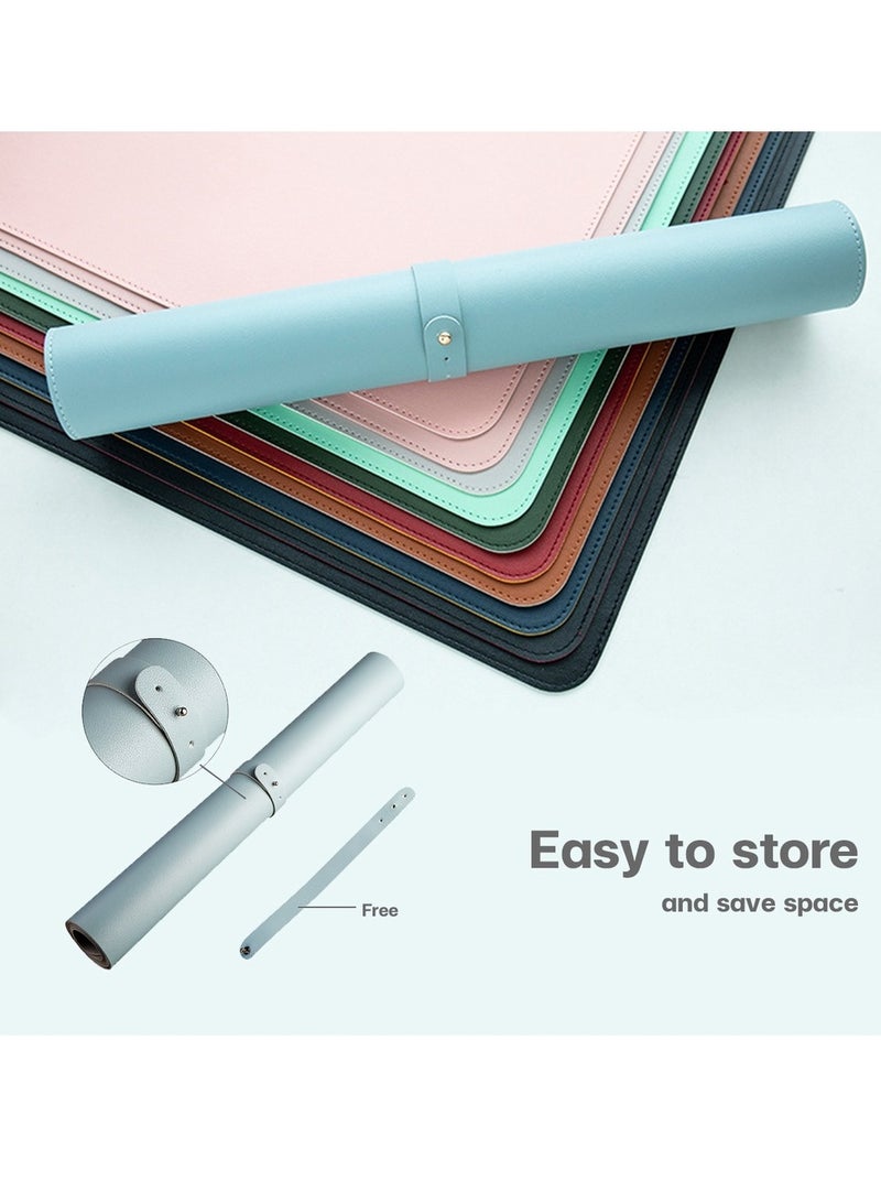 Waterproof Mouse Pad, Leather Desktop Case With Rubber Non-Slip Base, Easy to Clean, Grey - Image 3