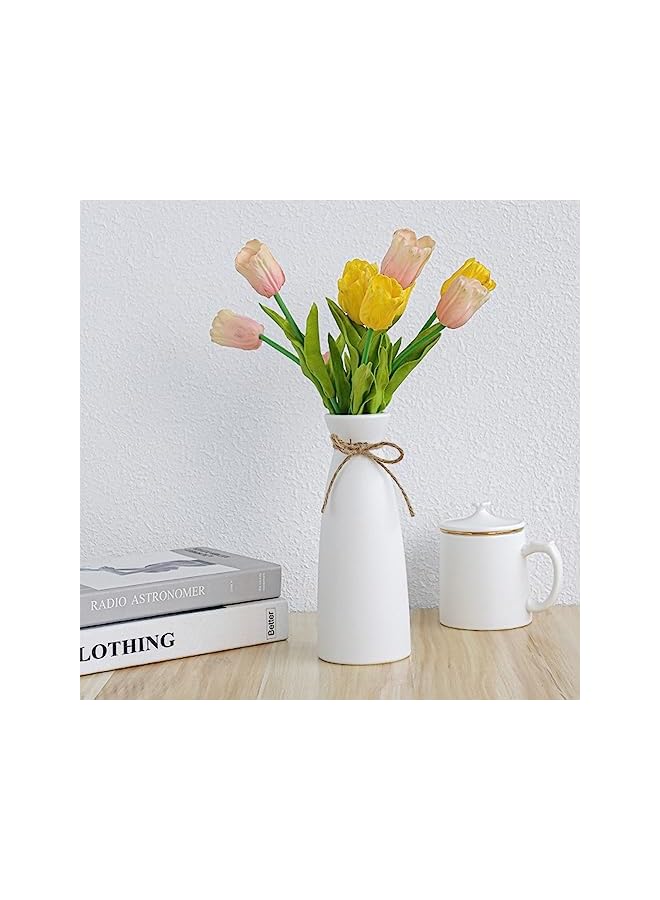 The Bros Quality White Ceramic Vase Pampas Grass Vase Flower Vase for Home Decor Vases for Flowers for Farmhouse Modern Desk Aesthetic Room Decor White Vase for Bohemian Decor - Image 3