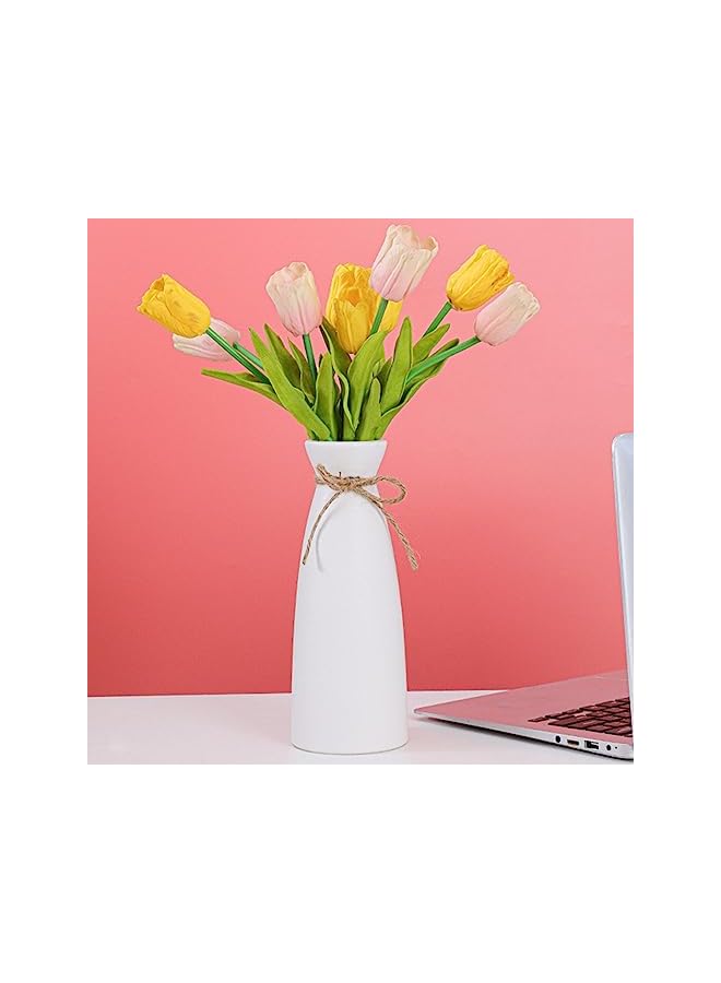 The Bros Quality White Ceramic Vase Pampas Grass Vase Flower Vase for Home Decor Vases for Flowers for Farmhouse Modern Desk Aesthetic Room Decor White Vase for Bohemian Decor - Image 4