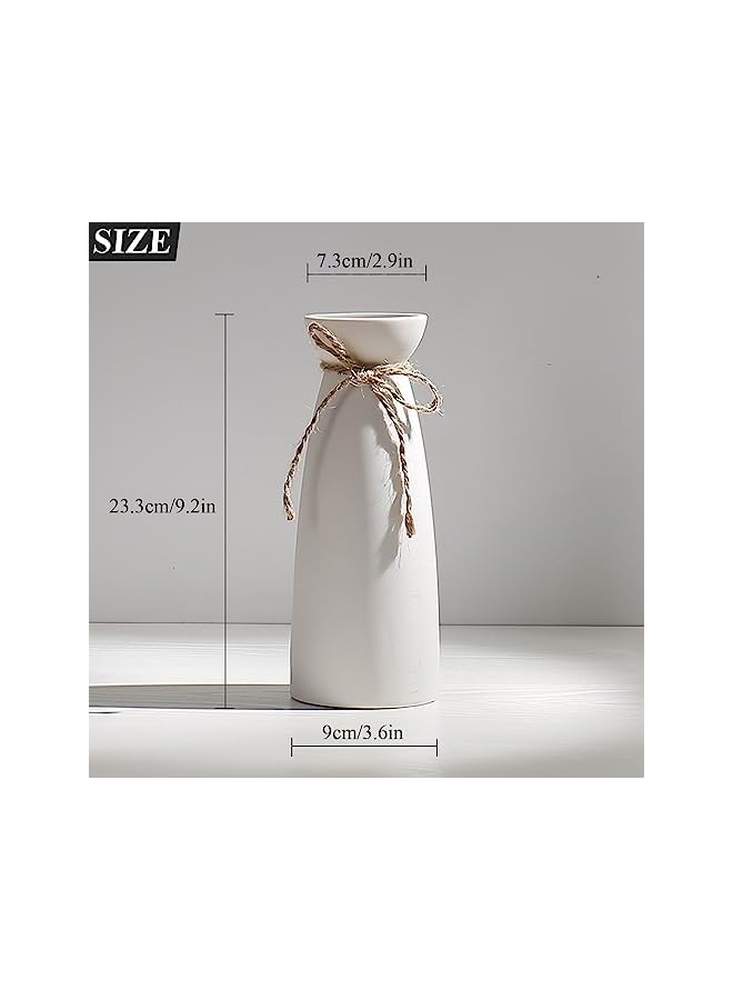 The Bros Quality White Ceramic Vase Pampas Grass Vase Flower Vase for Home Decor Vases for Flowers for Farmhouse Modern Desk Aesthetic Room Decor White Vase for Bohemian Decor - Image 2