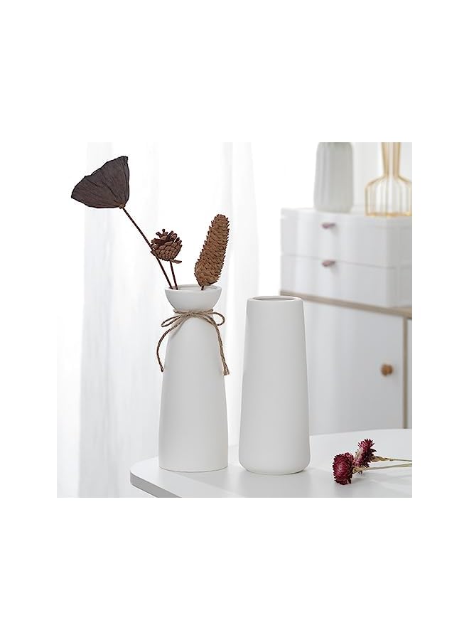 The Bros Quality White Ceramic Vase Pampas Grass Vase Flower Vase for Home Decor Vases for Flowers for Farmhouse Modern Desk Aesthetic Room Decor White Vase for Bohemian Decor - Image 5