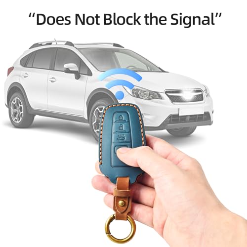 OFFCURVE غطاء مفاتيح جلد OFFCURVE يناسب غطاء مفتاح سيارة تويوتا متوافق مع تويوتا كامري 2018-2024 كورولا RAV4 أفالون C-HR بريوس GT86 هايلاندر حامل مفتاح ذكي ملحقات السيارة، أزرق - Image 5