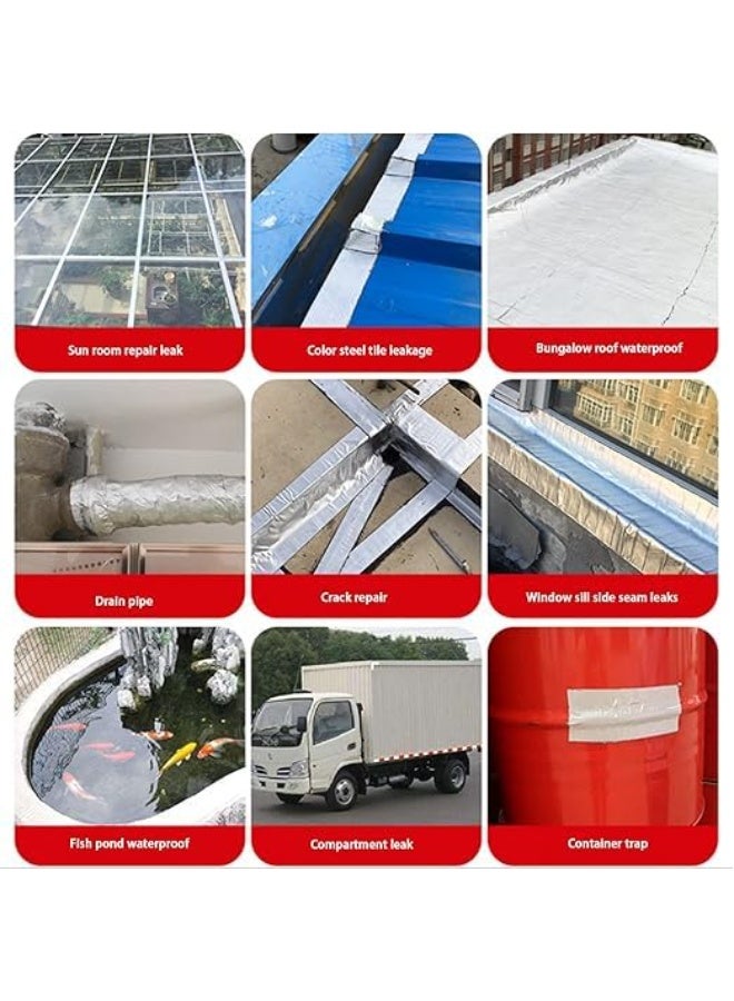 5M Waterproof Repair Tape, Pipe Repair Insulation Tape Strong PVC Self-Adhesive All Weather Tape Silver Stretch Waterproof Tape for Sealing Roofing Pipes, Holes, Cracks, - Image 3