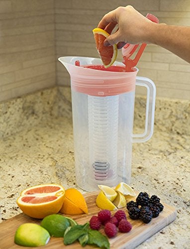 Primula Today Shake and Infuse Pitcher - Spacious and Innovative Infusion Chamber - 100% BPA, PVC, Phthalate, and Lead Free - 3 Quarts - Red - Image 2