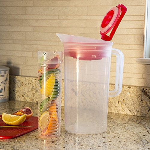Primula Today Shake and Infuse Pitcher - Spacious and Innovative Infusion Chamber - 100% BPA, PVC, Phthalate, and Lead Free - 3 Quarts - Red - Image 3