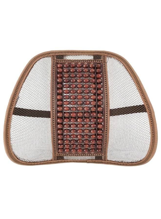 وسادة دعم قطنية مريحة من الخرز الخشبي للسيارة والمكتب وكراسي المنزل - مسند ظهر شبكي قابل للتهوية مع خرز تدليك وأشرطة قابلة للتعديل وإطار فولاذي - دعم للظهر 38 × 27 سم لتصحيح الوضع وتخفيف الألم - Image 1