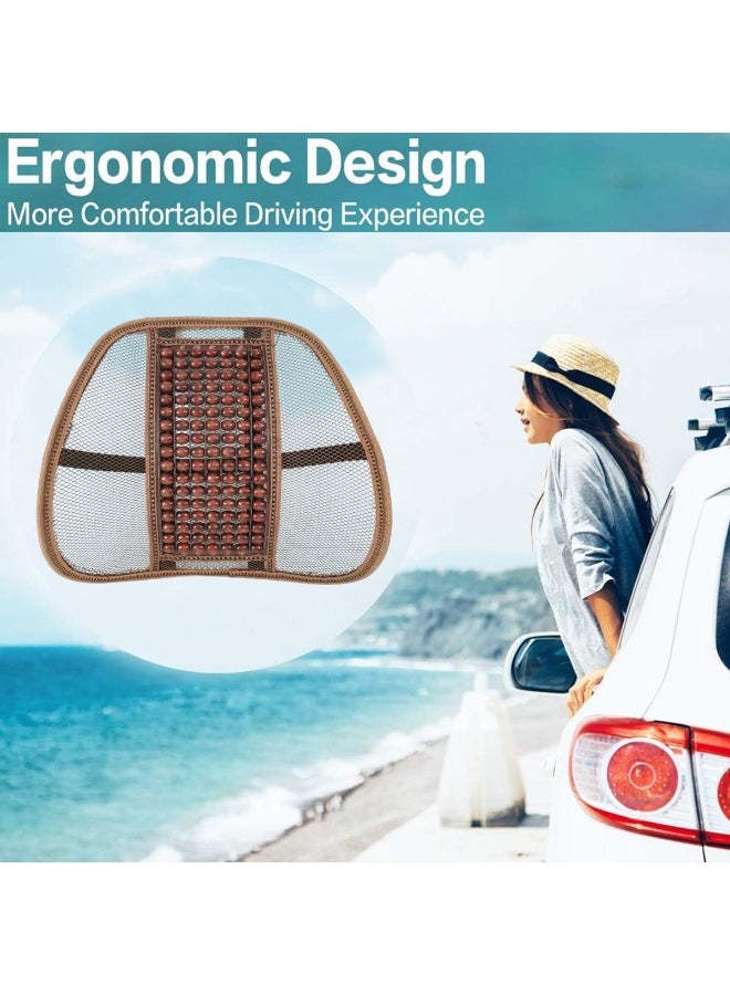 وسادة دعم قطنية مريحة من الخرز الخشبي للسيارة والمكتب وكراسي المنزل - مسند ظهر شبكي قابل للتهوية مع خرز تدليك وأشرطة قابلة للتعديل وإطار فولاذي - دعم للظهر 38 × 27 سم لتصحيح الوضع وتخفيف الألم - Image 3