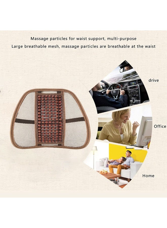 وسادة دعم قطنية مريحة من الخرز الخشبي للسيارة والمكتب وكراسي المنزل - مسند ظهر شبكي قابل للتهوية مع خرز تدليك وأشرطة قابلة للتعديل وإطار فولاذي - دعم للظهر 38 × 27 سم لتصحيح الوضع وتخفيف الألم - Image 5