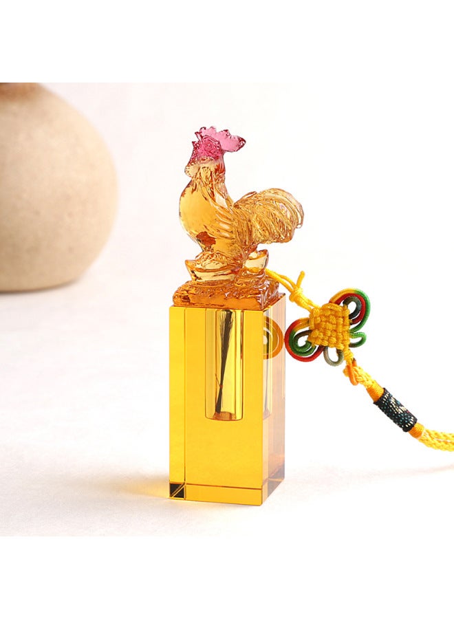 Fetal Hair Souvenir Fetal Hair Seal Umbilical Belt Seal Diy Making Crystal Glaze Zodiac Dragon Baby Navel Hundred Days Ceremony-Color:Glazed Zodiac Chicken (all Engravings Are Free)  - Image 1
