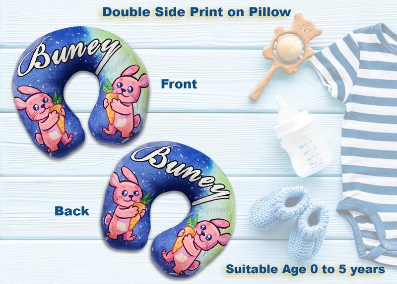 Synlark® Baby Neck Pillow for Head Shaping | Neck Support New Born Baby Infant Printed Pillow (0-5 Years) (Buny) - Image 3