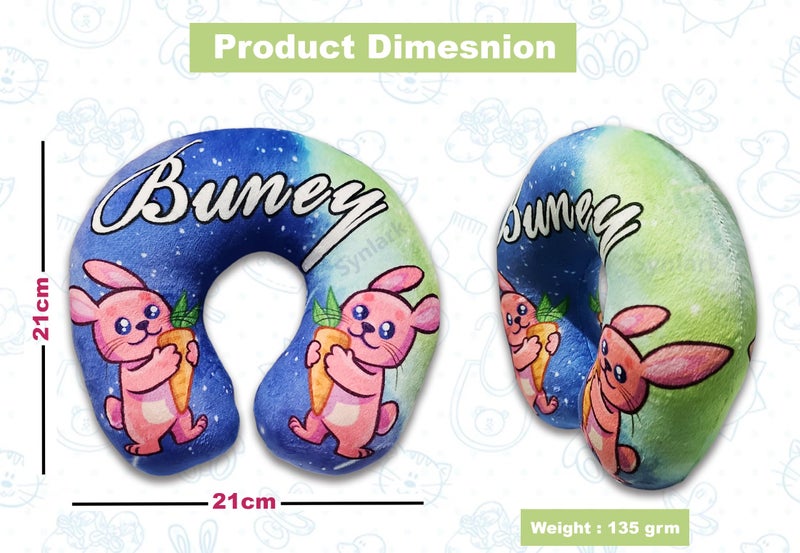 Synlark® Baby Neck Pillow for Head Shaping | Neck Support New Born Baby Infant Printed Pillow (0-5 Years) (Buny) - Image 2