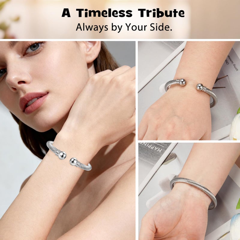 abooxiu Cremation Jewelry Urn Bracelet for Ashes Memorial Cremation Ash Bracelets Stainless Steel Ash Keepsake Urn Jewelry for Ashes of Loved Ones for Women Men - Image 4
