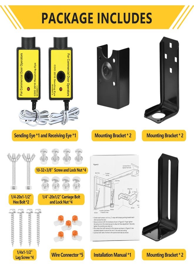 Aooashet for liftmaster CPS-U Commercial Photo Eyes, CPS-U Safety Sensors Compatible with LiftMaster Commercial Door Operators Models FDC, FDCL, FDO, LGE, Medium Duty Logic, Logic 3, Logic 4, Logic 5.0 - Image 2