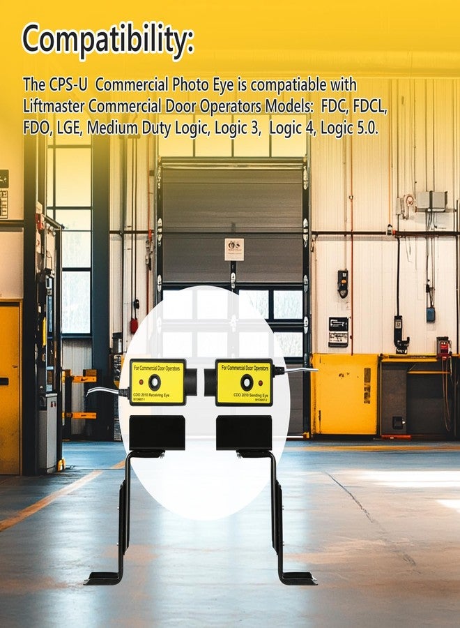 Aooashet for liftmaster CPS-U Commercial Photo Eyes, CPS-U Safety Sensors Compatible with LiftMaster Commercial Door Operators Models FDC, FDCL, FDO, LGE, Medium Duty Logic, Logic 3, Logic 4, Logic 5.0 - Image 3