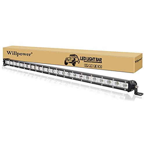 Willpower 25 inch 120W Single Row LED Light Bar Low Profile Ultra Thin Slim Mini Spot Flood Combo Beam Led Off Road Lights Driving Lights Led Fog Lights Boat Lighting Led Work Light - Image 1