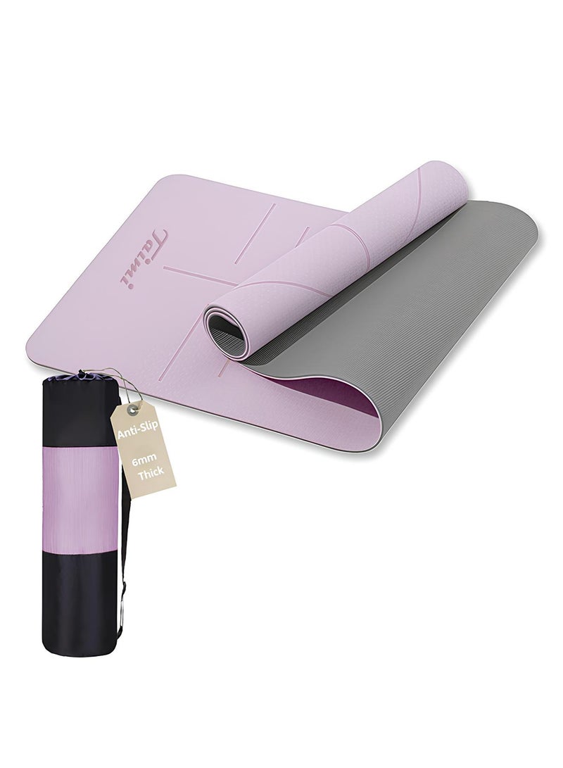 Taimi 6mm Yoga Mat High-resistance for Shock-absorbing, and Knee-supporting Made of High-quality Materials - Lightweight Yoga Mat With a Modern, Stylish Design and a Bag for Easy Portability - Non-slip, Lightweight Training Mat for Yoga, Pilates, Fitness, and Home Exercises - 183x61cm - Image 1