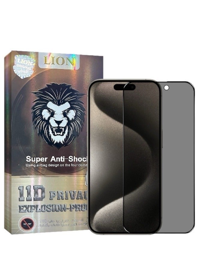 ليون واقي شاشة  لآيفون 11 برو ماكس / و آيفون اكس ماكس (iPhone 11 Pro Max / iPhone Xs Max) 11D نانو مضاد للتجسس لحماية الخصوصية (لقافة) من Lion, حماية قصوى للشاشة من الخدوش والكسر - Image 2