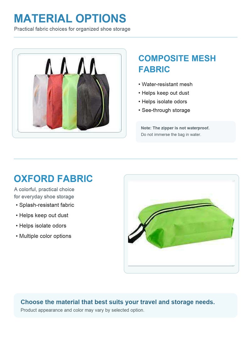 2-Piece Water-Resistant Travel Shoe Bag Set with Zipper and Carry Handle, 43 × 26 × 7cm, Orange and Green - Image 2