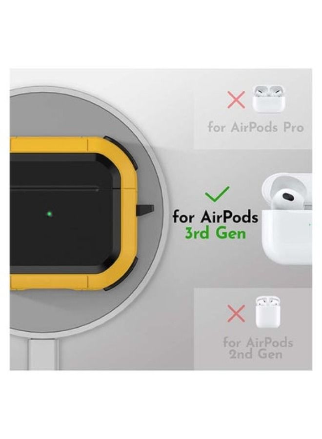 ACLIX Shockproof Armor Rugged Case Cover With Keychain For Apple Airpods 3 (3rd Generation) Yellow/Black - Image 5