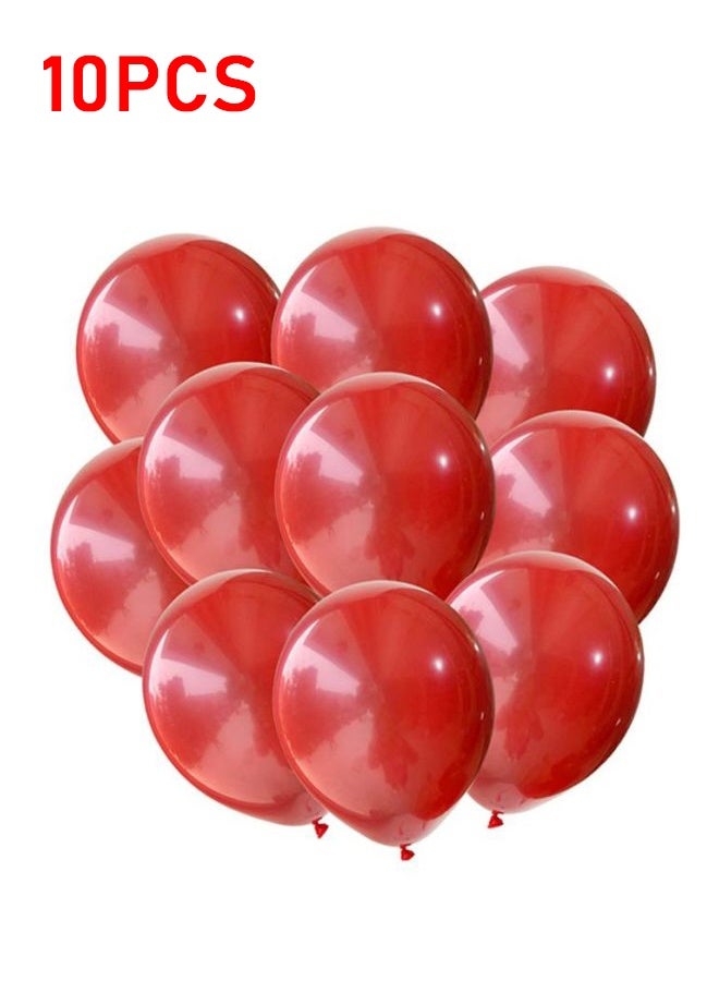 10-Piece Red Birthday Party Decoration Balloons - 12 Inch Latex Balloons with Metallic Red Accents,  Thick Durable Balloons for Birthday Parties, Anniversary Celebrations, Baby Showers & Photo Backdrops - Easy to Inflate, Long-Lasting ﻿ - Image 3