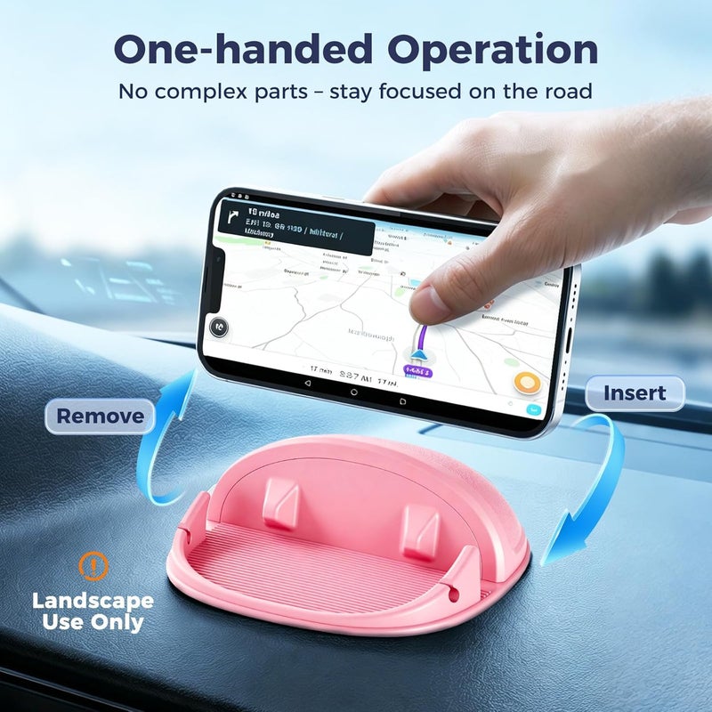 Loncaster Phone Holder, Mount Silicone Pad Mat for Various Dashboards, Slip Free Desk Stand Compatible with iPhone, Samsung, Android Smartphones, GPS Devices and More, Pink - Image 5