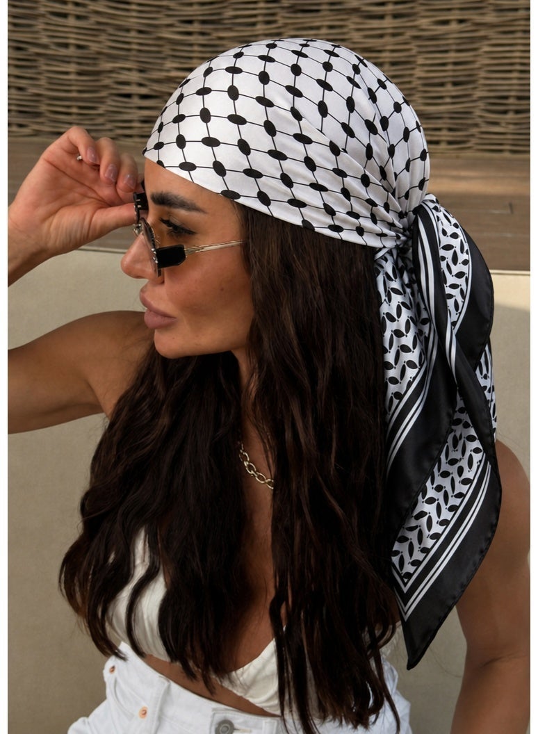 Printed Square Head Scarf for Women, Large Bandanas Lightweight Multi-Purpose Headbands 35''*35'' - Image 1